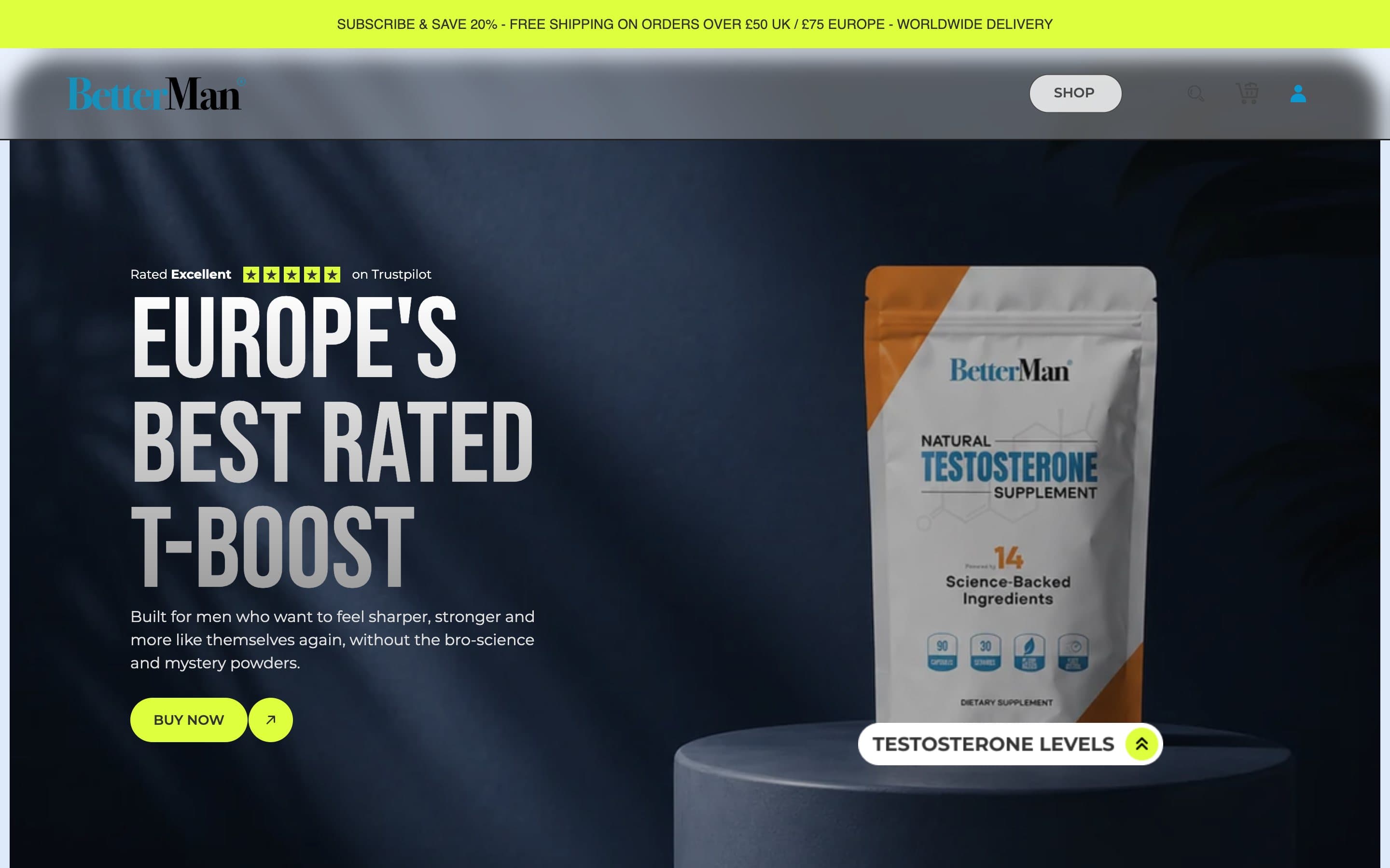 The BetterMan Labs landing page