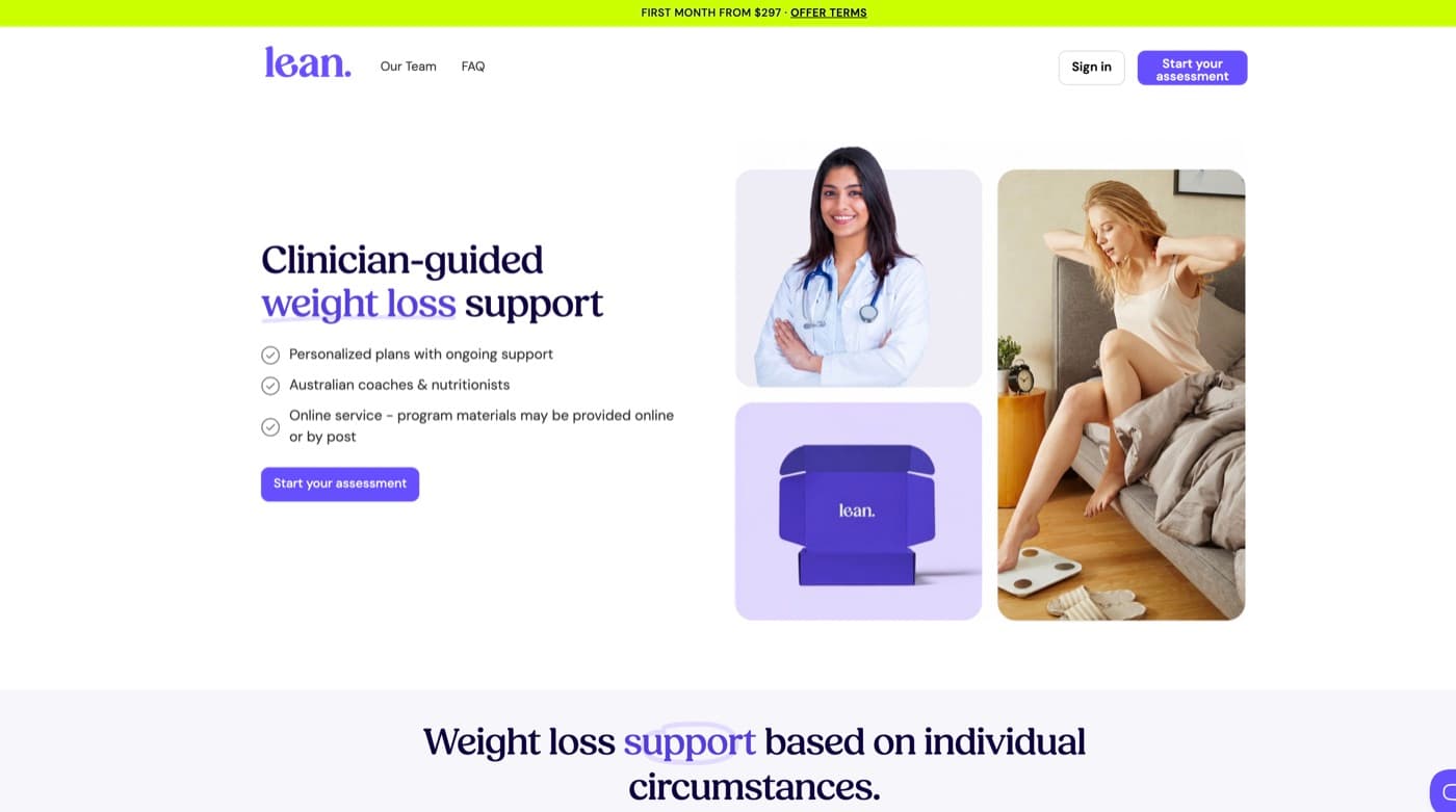 The Get Lean landing page