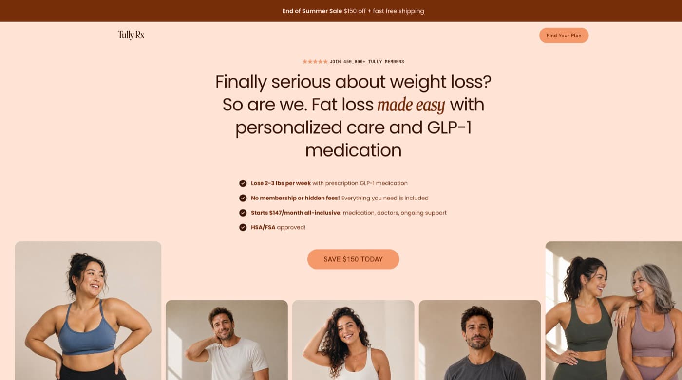 The Tully Rx landing page