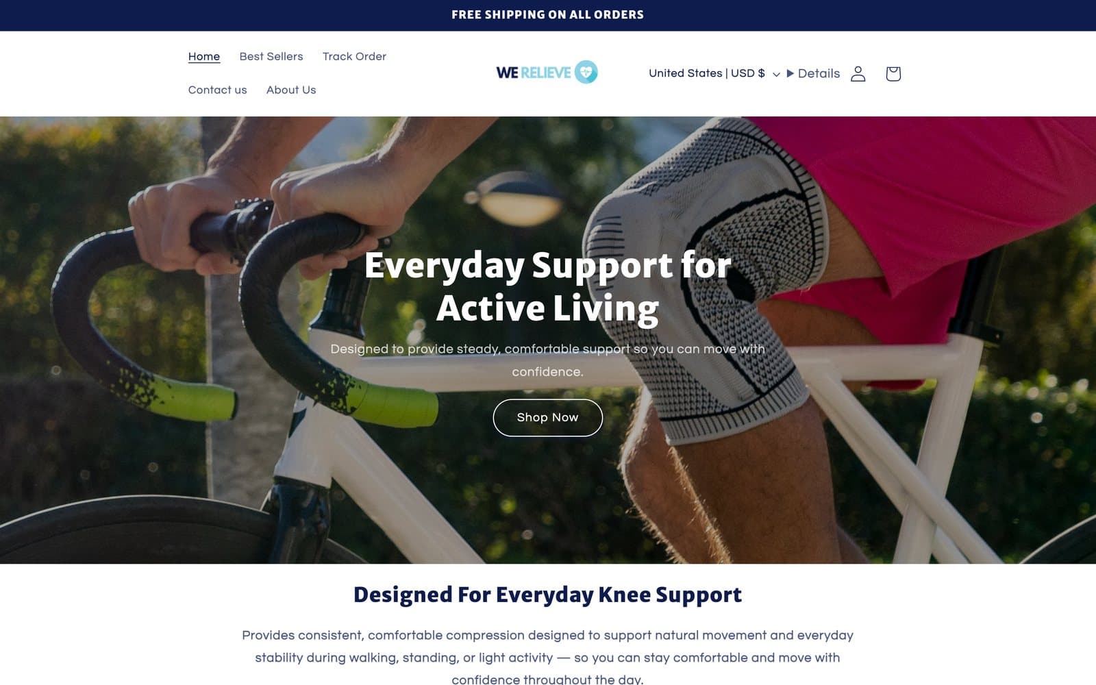 The We Relieve landing page